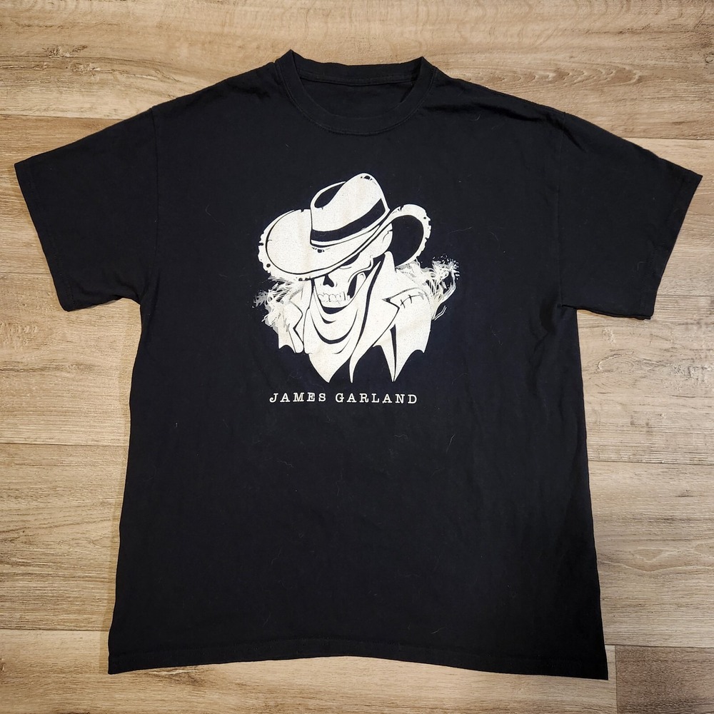 James Garland Outlaw Skeleton Cowboy Black Large Graphic T Shirt